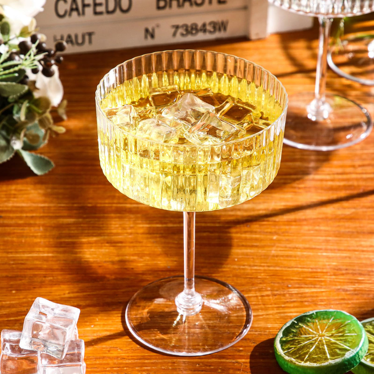 6 Pcs 10 oz Clear Plastic Martini Glasses O187978