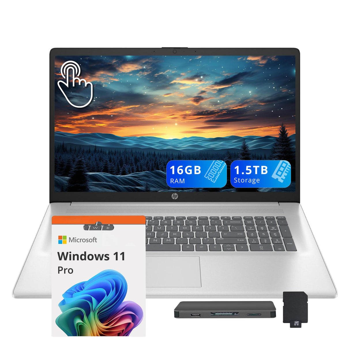 17.3" HD+ Touchscreen Laptop, AMD Ryzen 5, 16GB RAM, 1.5TB Storage, Silver M586
