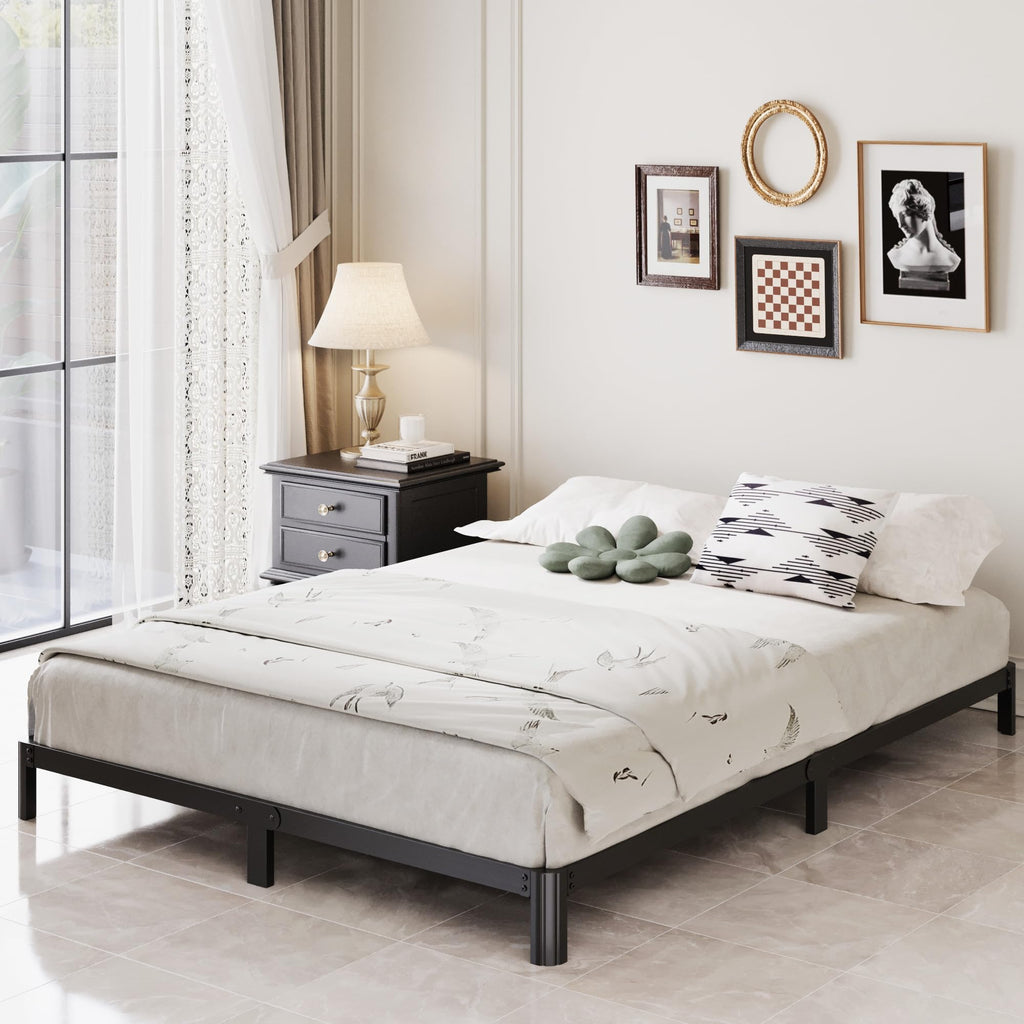 Black 7 Inch Queen Metal Platform Bed Frame N8533