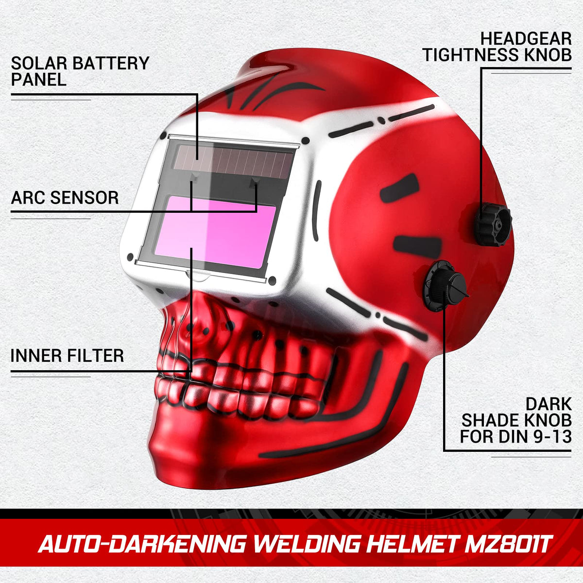 Auto Darkening Solar Powered Welding Helmet X7939