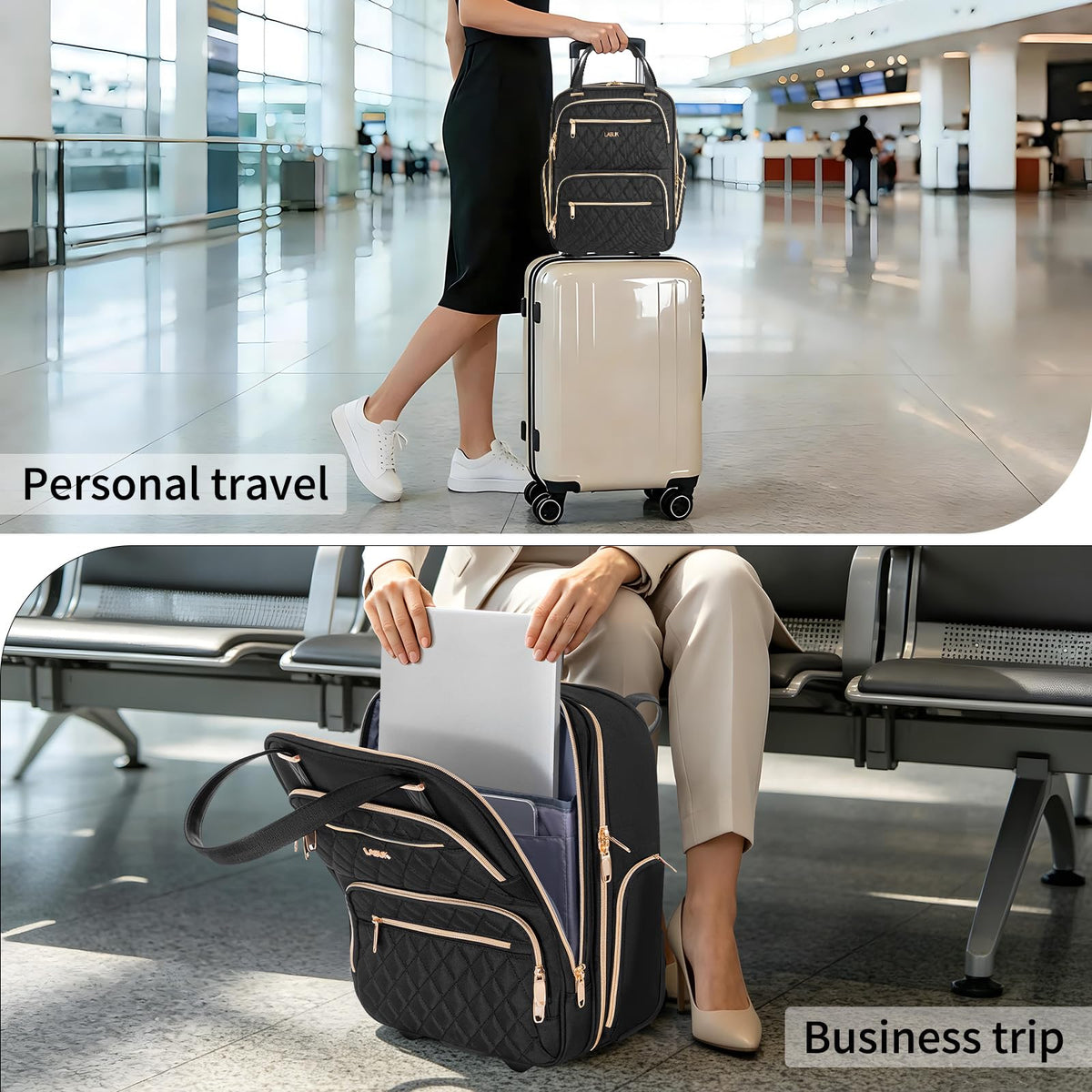 Underseat Carry On Luggage with Wheels, Black, 17" N489447
