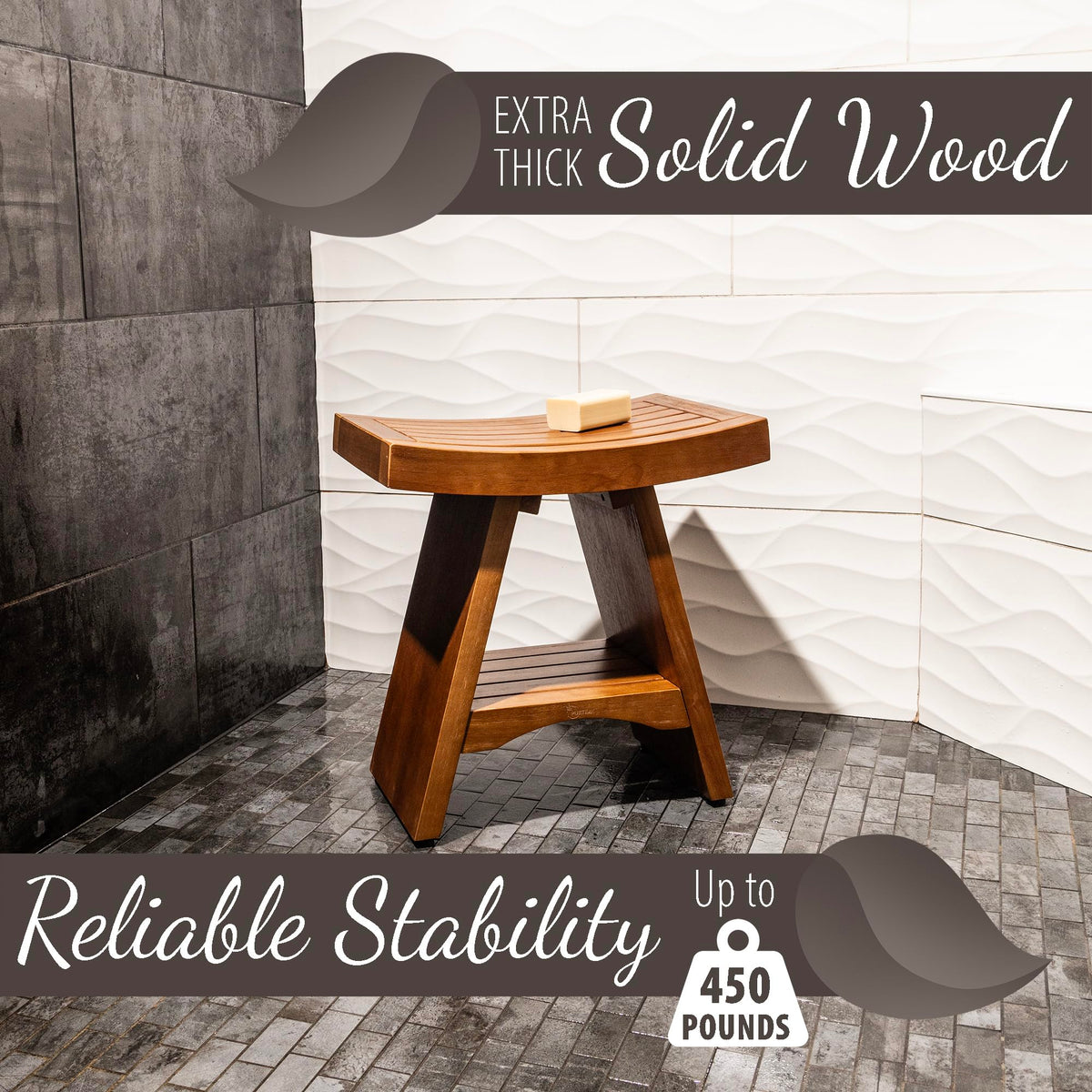 Teak Shower Bench 18 Inches O316239