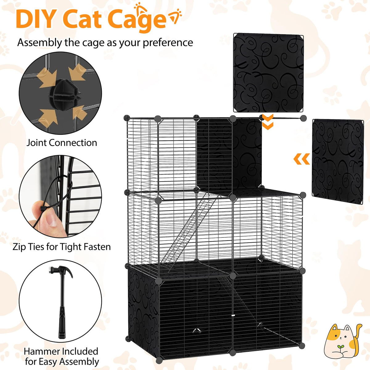3-Tier Detachable Metal Wire Cat Cage G798