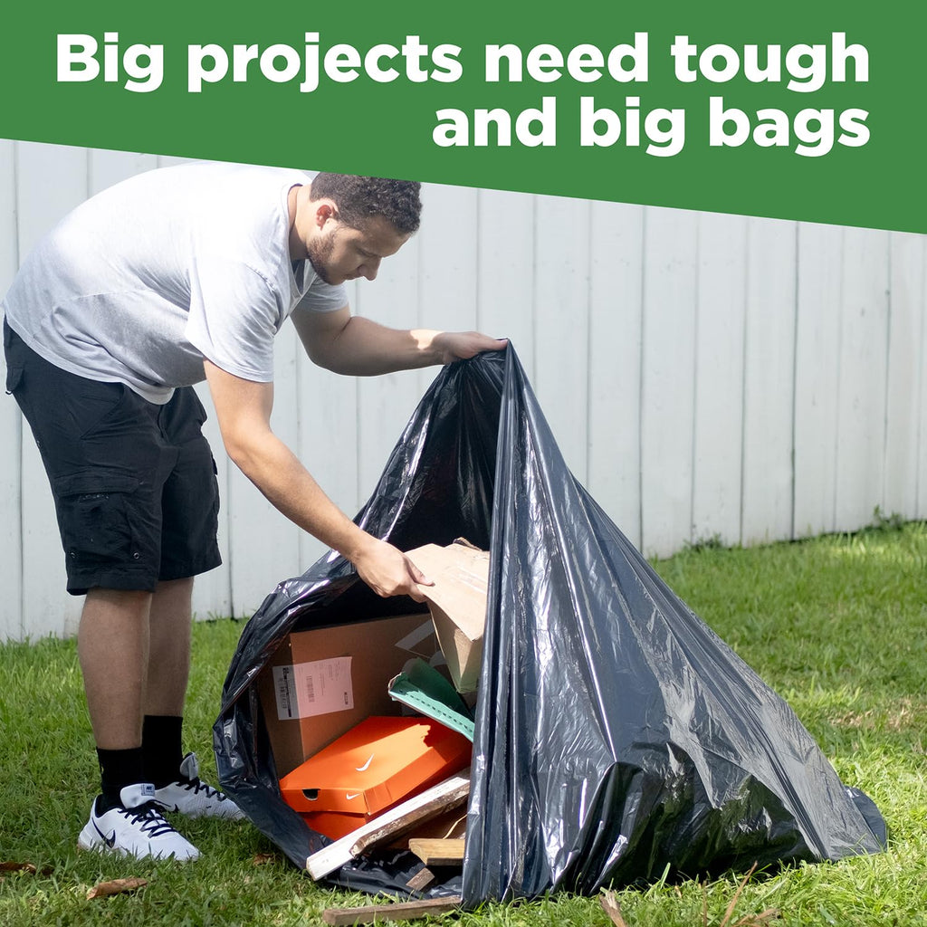 95 Gallon Heavy Duty Contractor Trash Bags, 50 Ct, Black, 1.2 Mil I9324