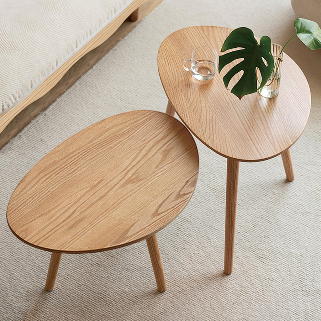 Oval Solid Oak Wood Coffee Table V73892