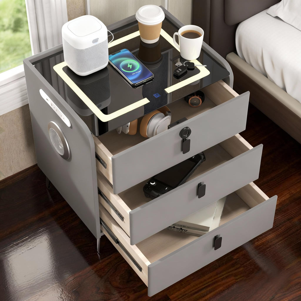 Fingerprint Lock Drawer Nightstand G78335