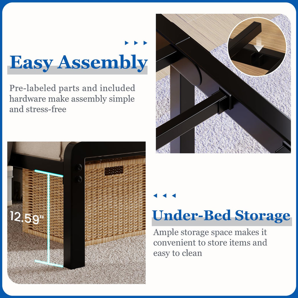 Twin Platform Bed Frame with Charging Station H110410