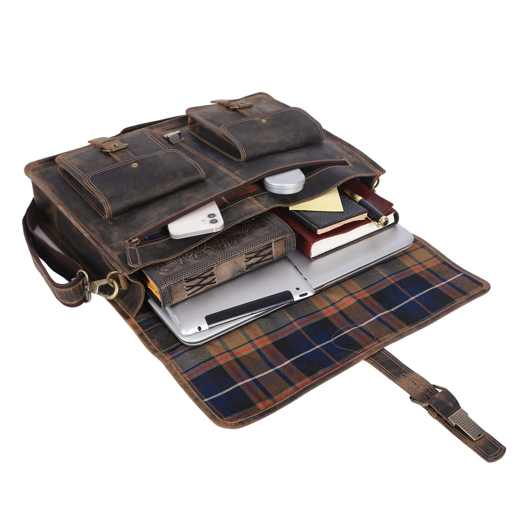 18 Inch Leather Laptop Messenger Bag K409436