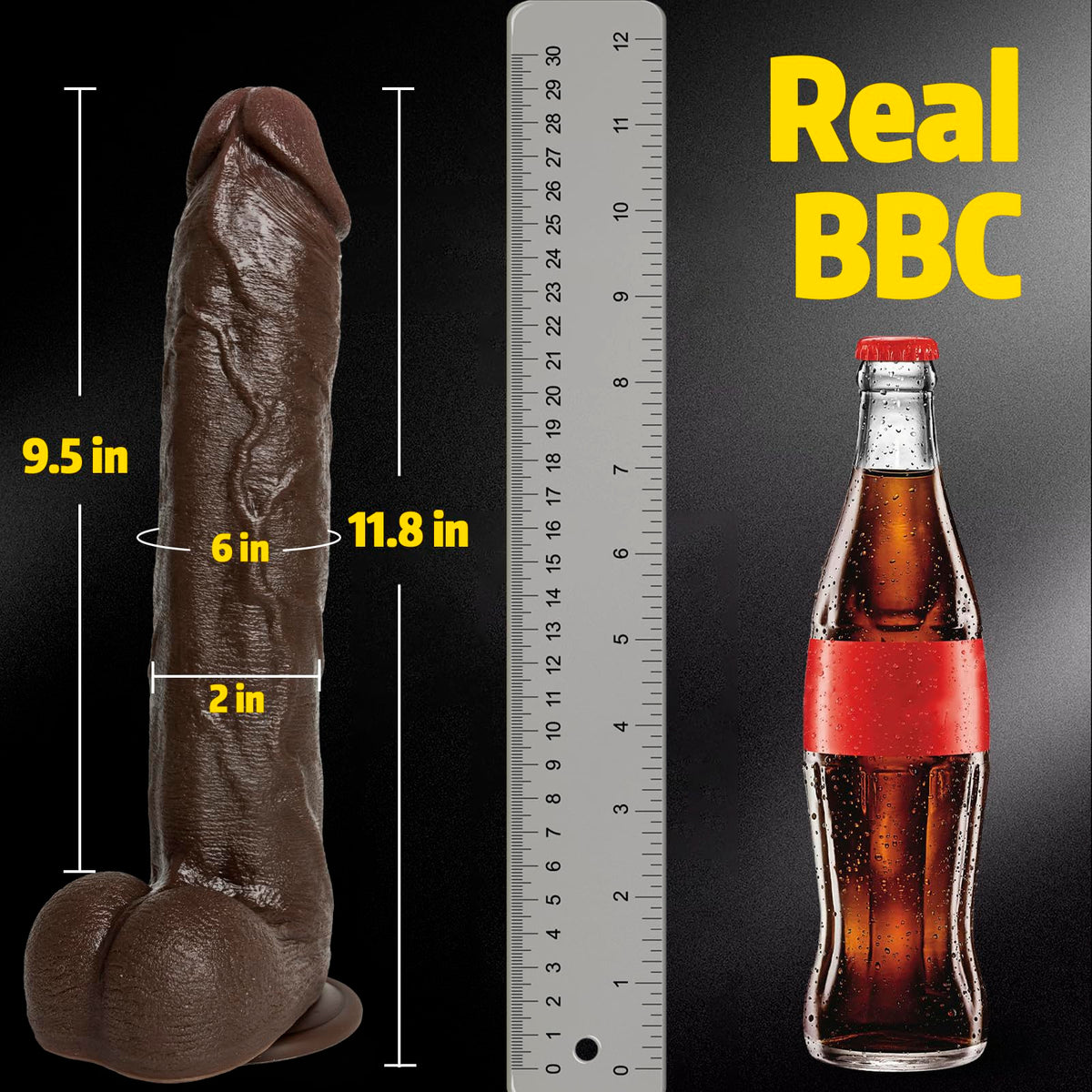 Big Black XL Dildo with Suction Cup H2436
