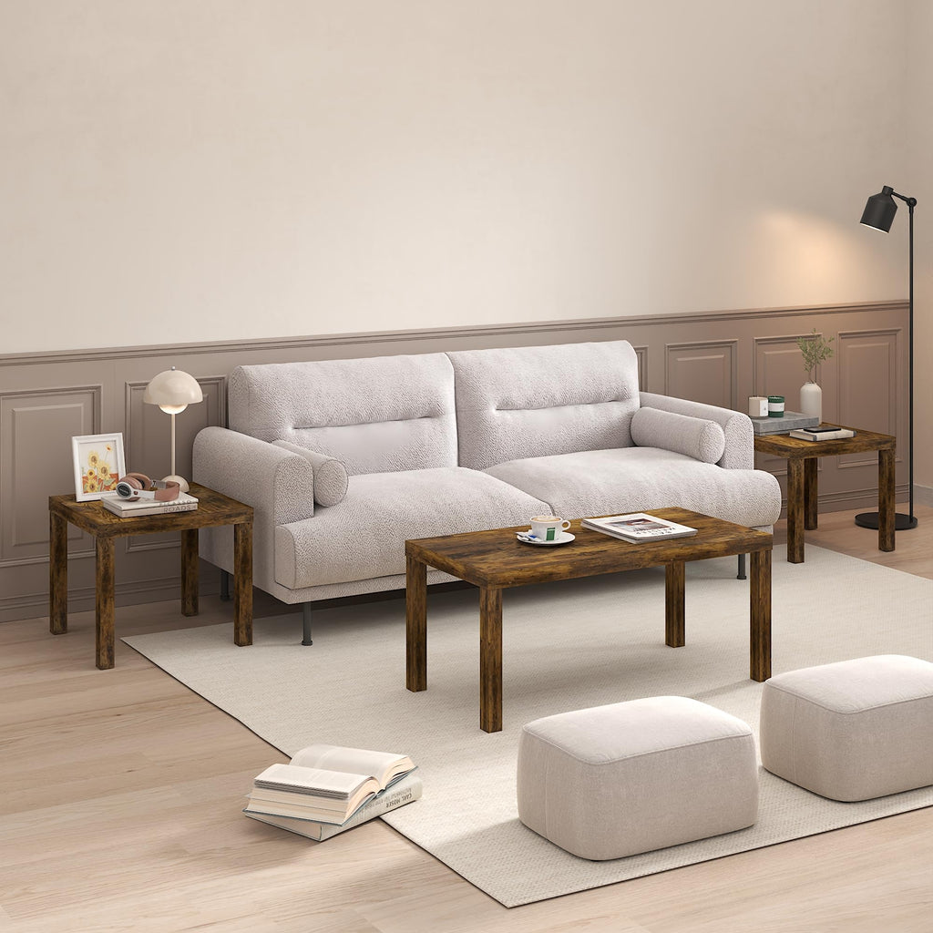 Rustic Brown Square Side Table Set of 2 W602