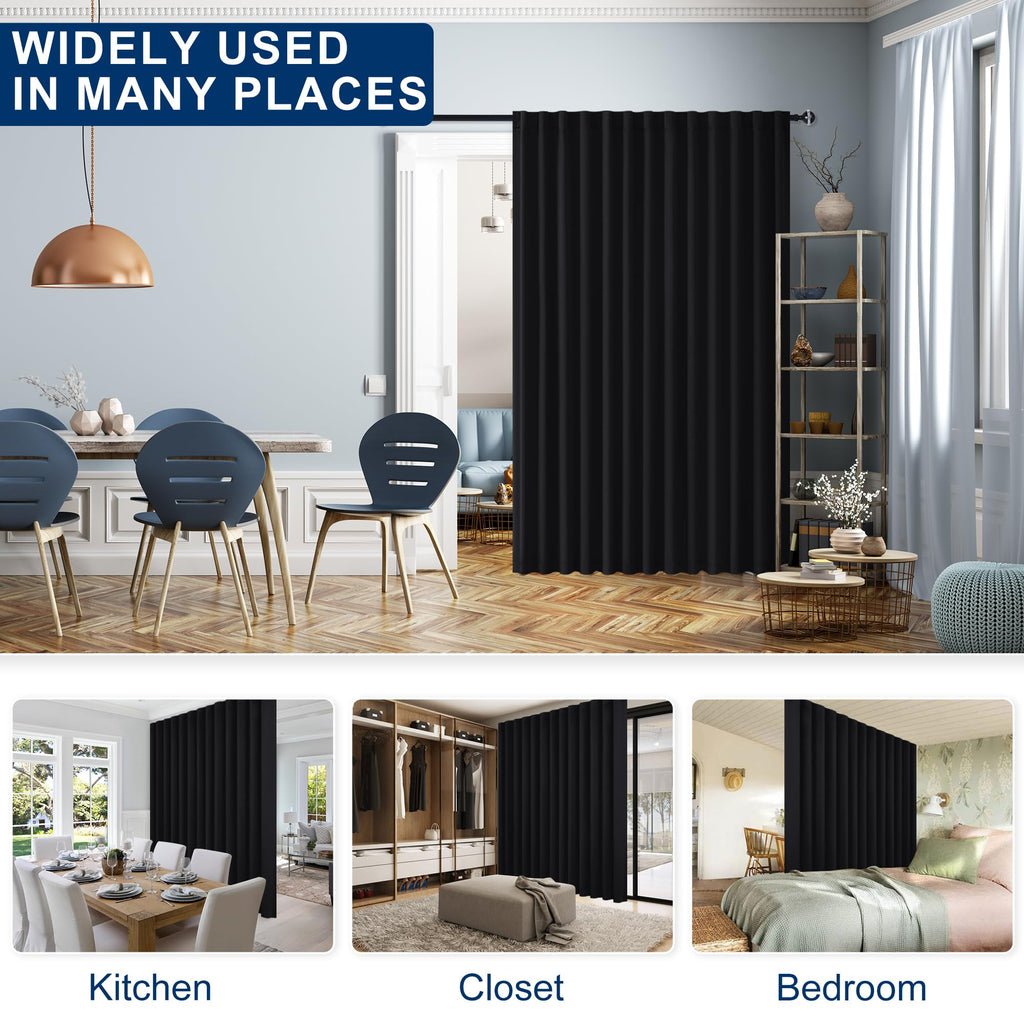 Blackout Room Divider Curtain 120 x 96 Inches Black T3174
