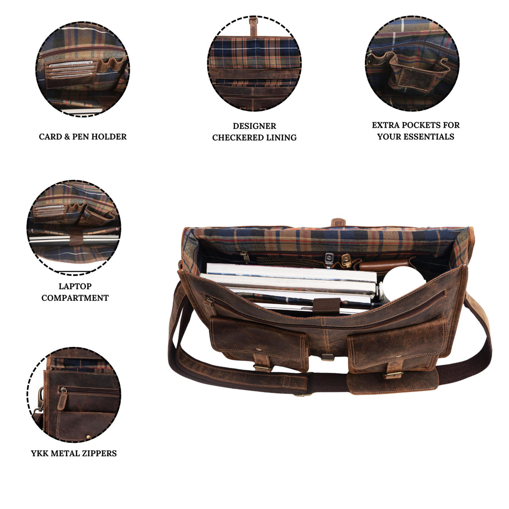 18 Inch Leather Laptop Messenger Bag K409436