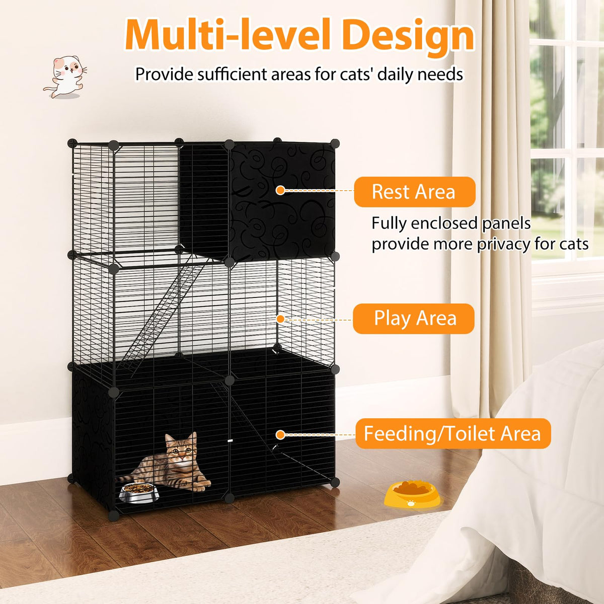 3-Tier Detachable Metal Wire Cat Cage G798
