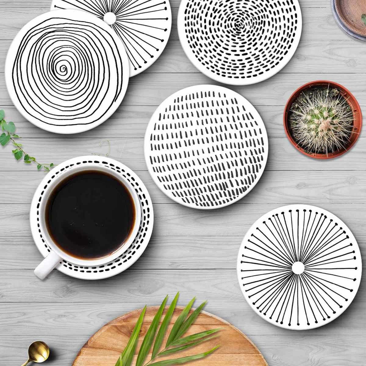 Set of 6 Ceramic Stone Coasters P183