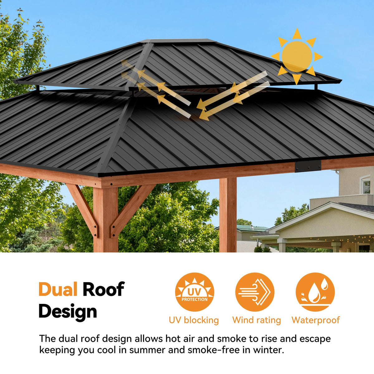 Wood Gazebo 13x15 with Galvanized Steel Roof W74448