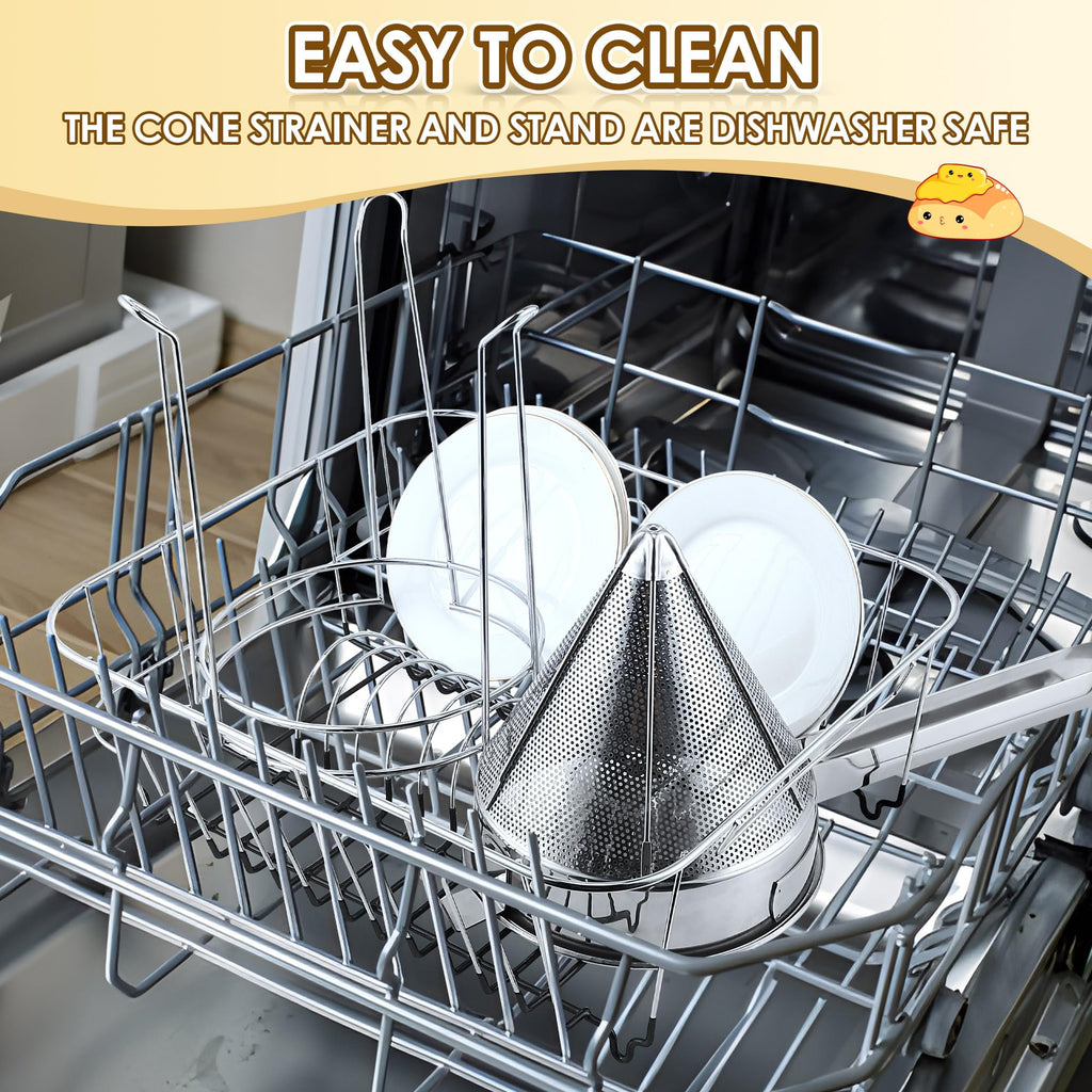 Stainless Steel Chinois Strainer with Stand and Wooden Pestle Q2250