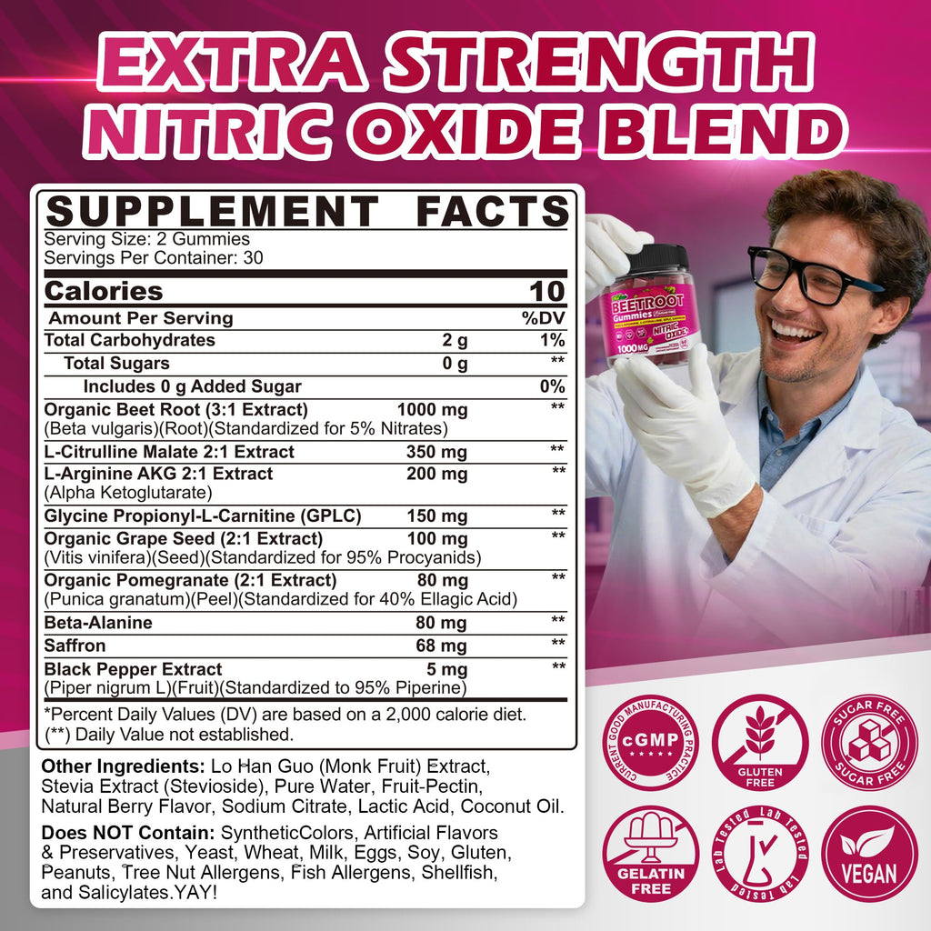Beet Root Gummies with L-Citrulline & L-Arginine, Sugar Free K3516