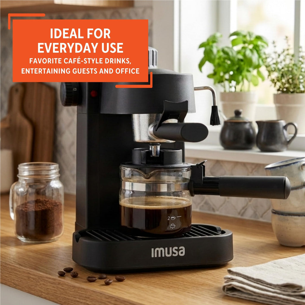 4 Cup Electric Espresso Cappuccino Coffee Maker, Black P1727