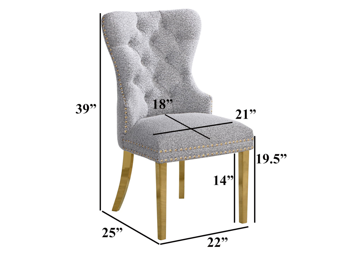 Black Boucle Upholstered Dining Chairs Set of 2 O4356