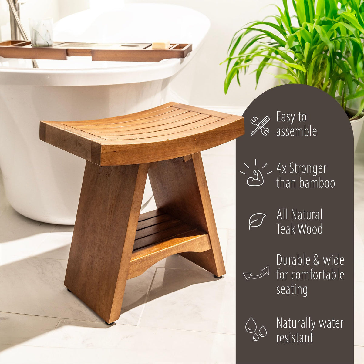 Teak Shower Bench 18 Inches O316239