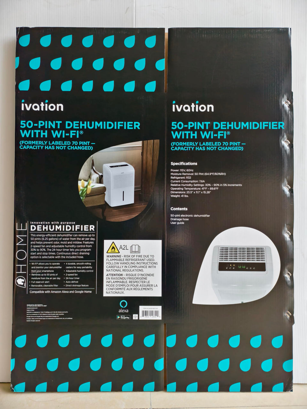 50 Pint Smart Wi-Fi Dehumidifier with Hose X70715
