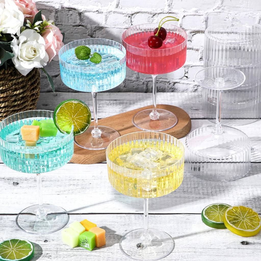6 Pcs 10 oz Clear Plastic Martini Glasses O187978