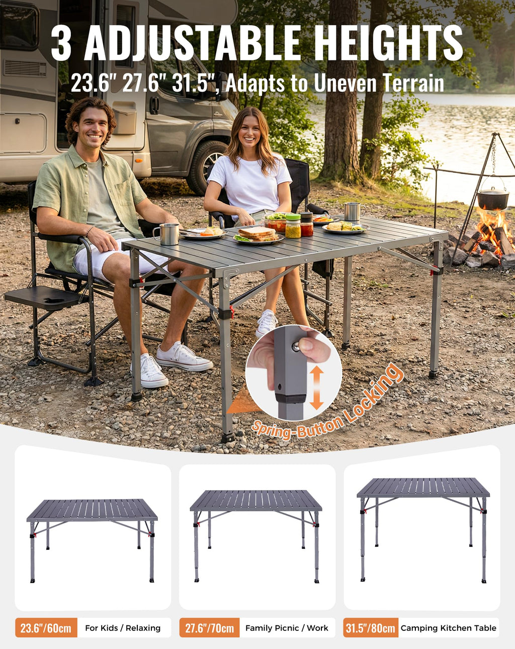 Adjustable Aluminum Camping Table J723