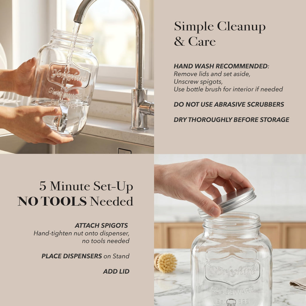 Mason Jar Glass Beverage Dispenser with Metal Stand, 1 Gal G14637