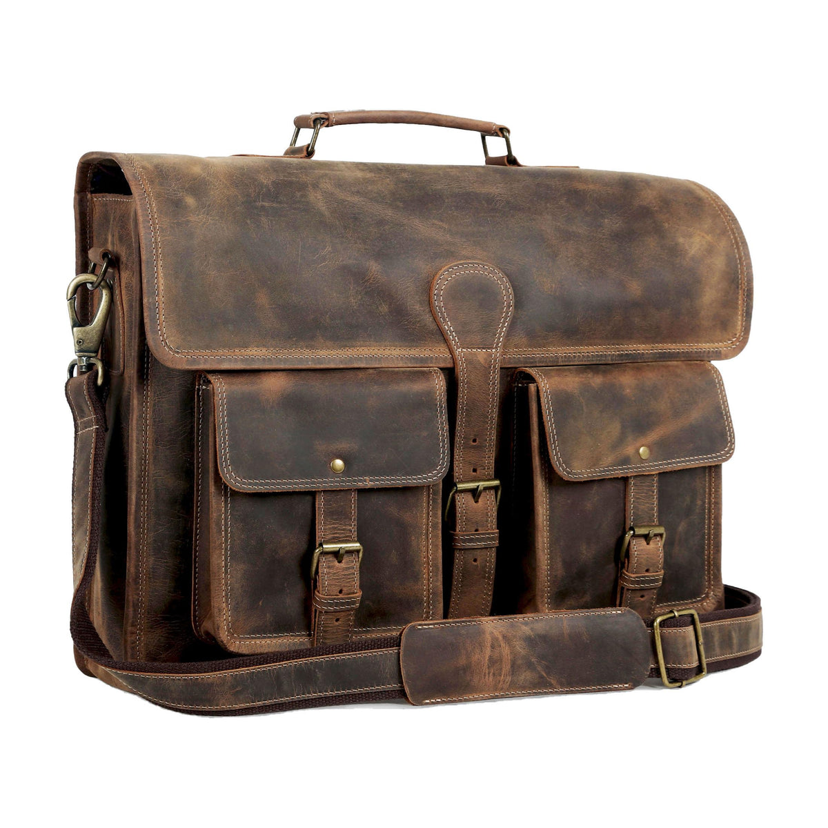 18 Inch Leather Laptop Messenger Bag K409436
