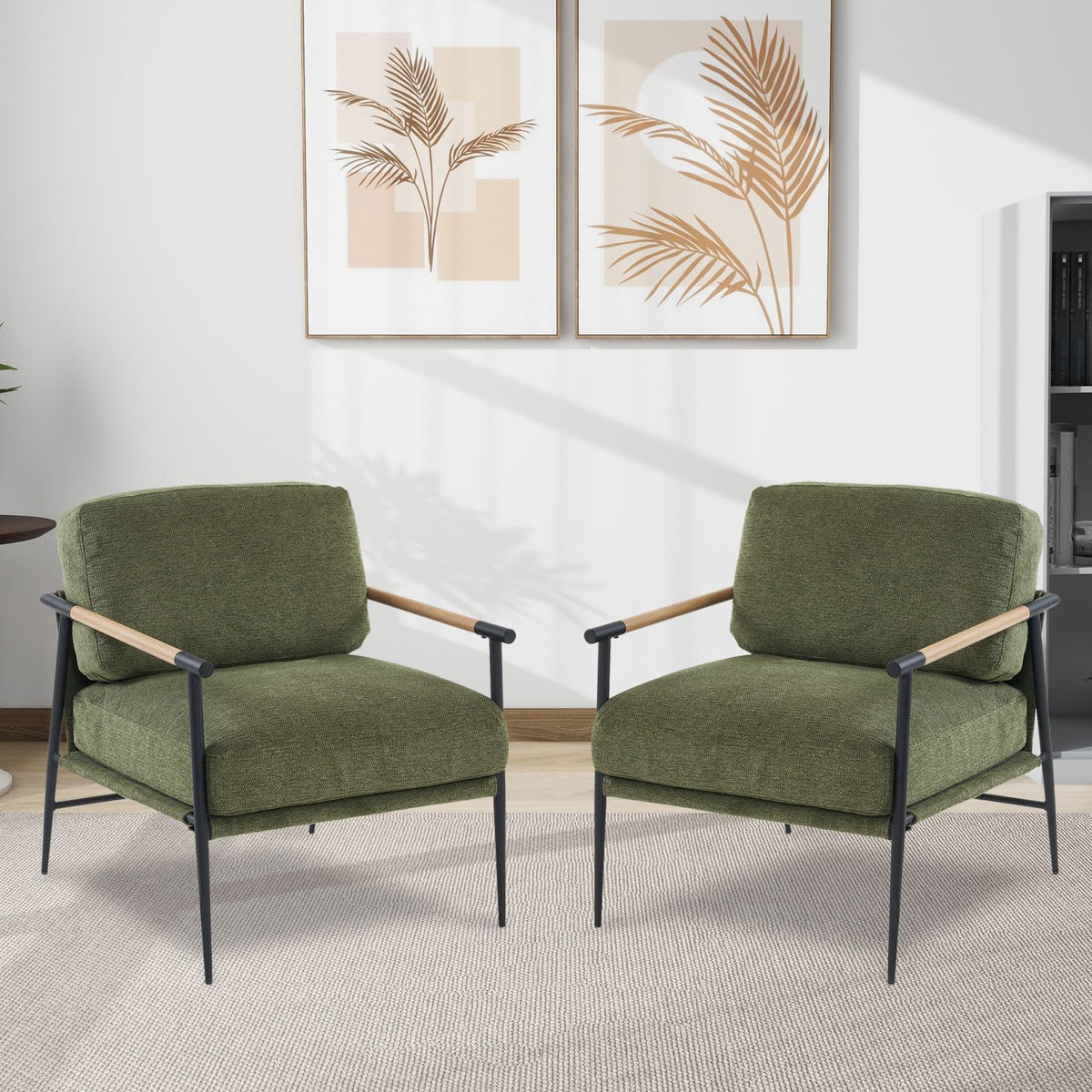 Green Chenille Accent Chair Set of 2 N67601