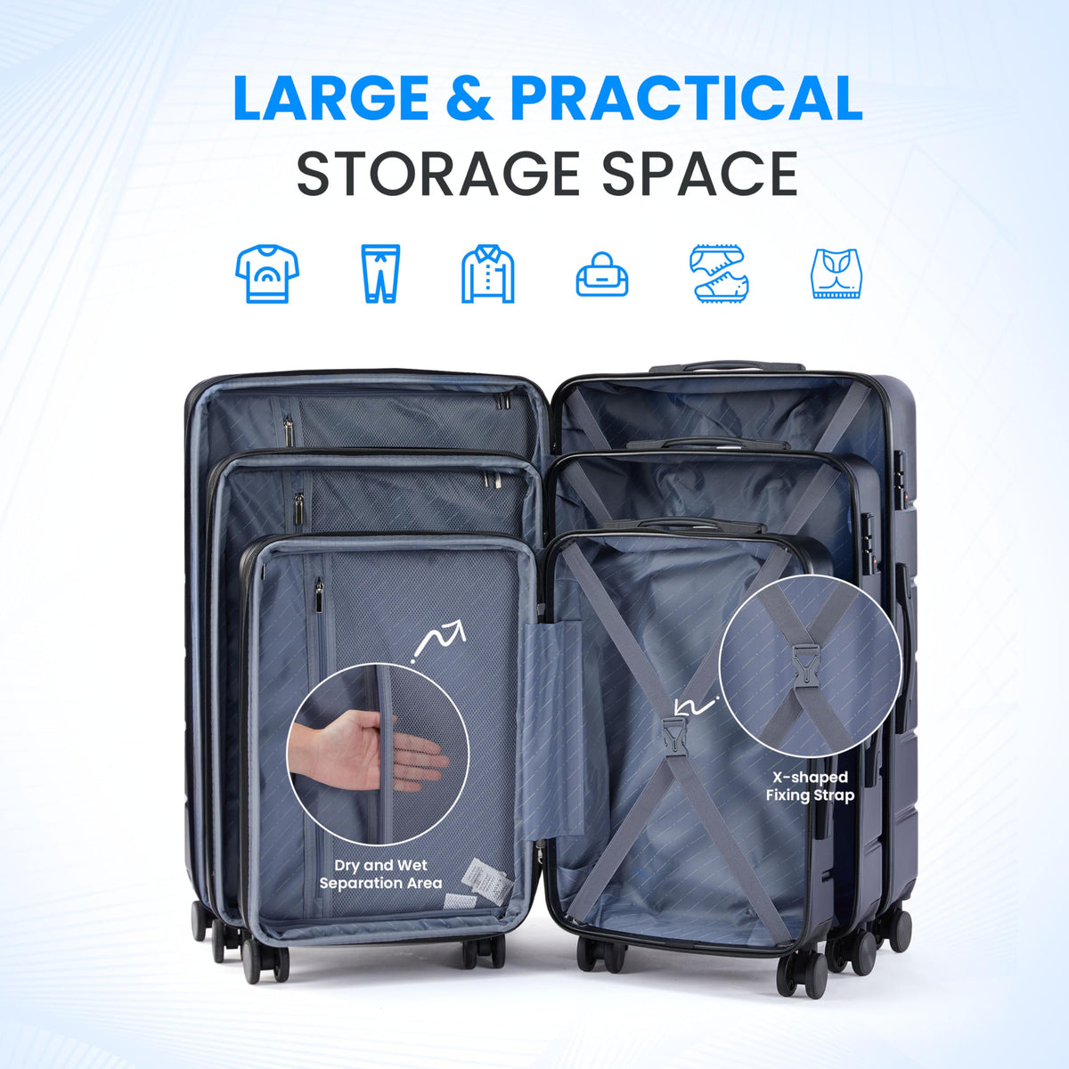 20 Inch Expandable Hardside Carry On with Spinner Wheels Blue T440536