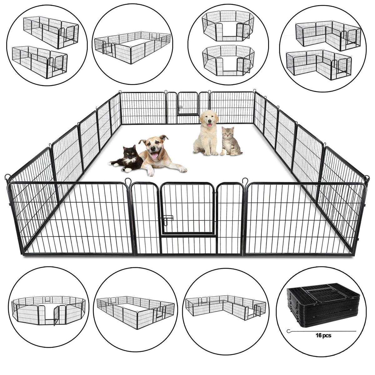 24 Inch 16 Panels Metal Dog Playpen T831