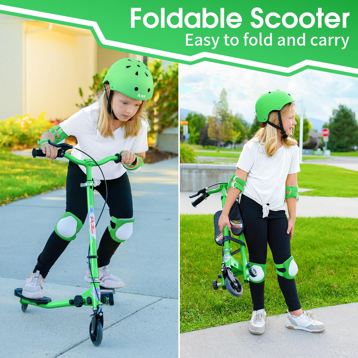 3 Wheels Foldable Swing Scooter with Adjustable Handlebar N326