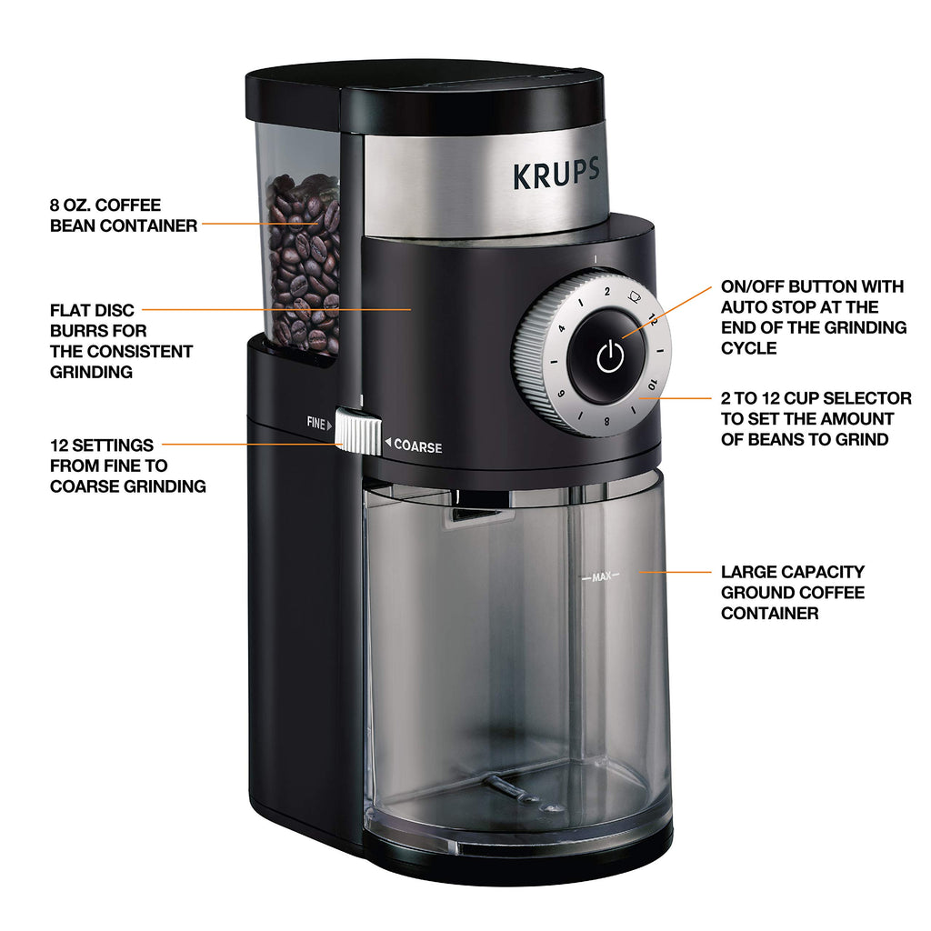 Burr Coffee Grinder 12 Settings 8 oz Stainless Steel C686