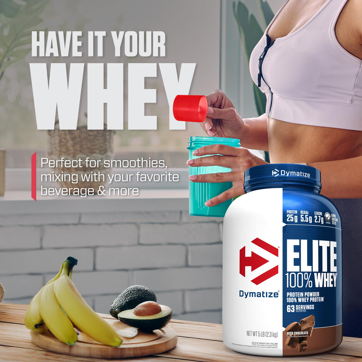 100% Whey Protein Powder, 25g Protein, Rich Chocolate, 5 Pound G7189