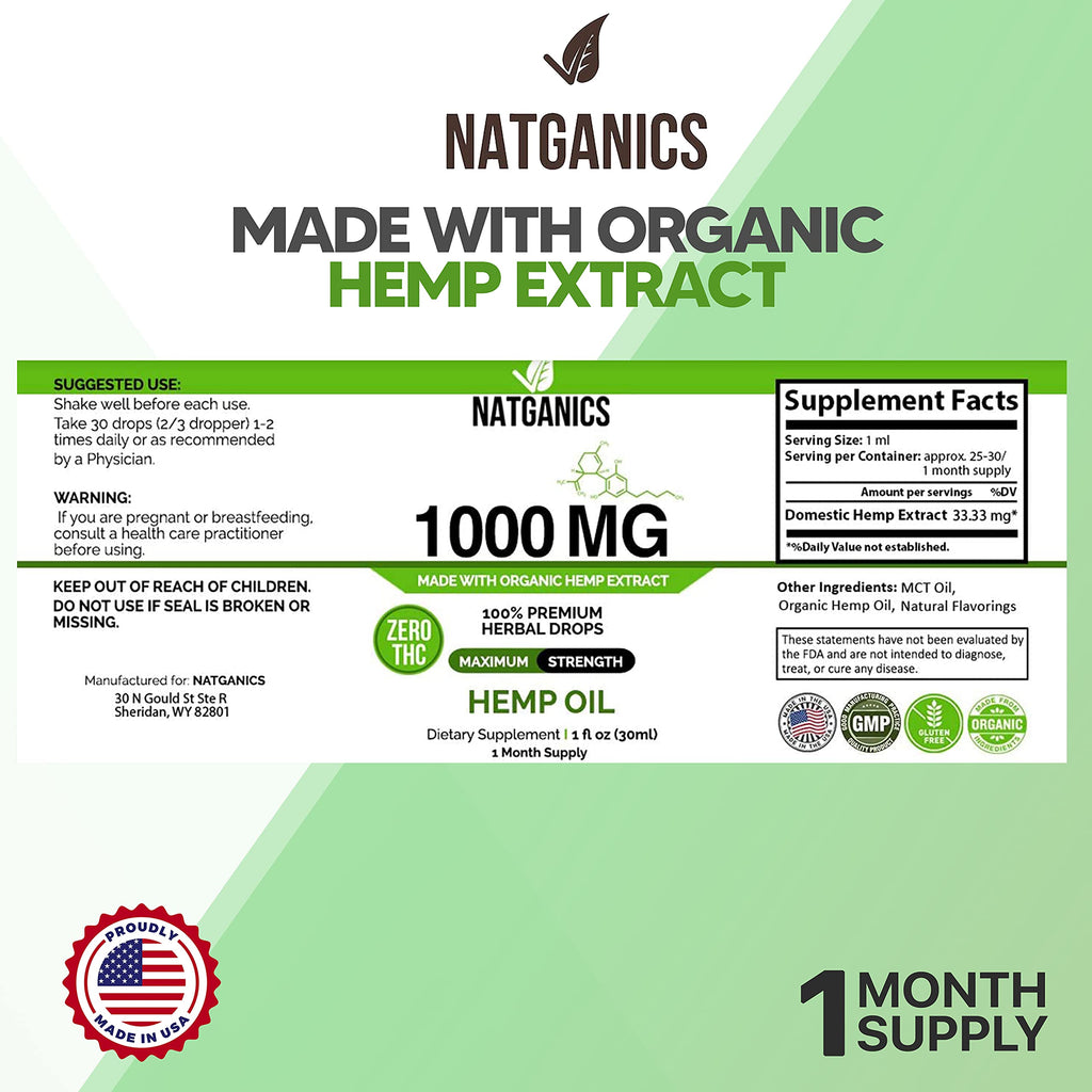 Organic Hemp Oil 1000mg W3741