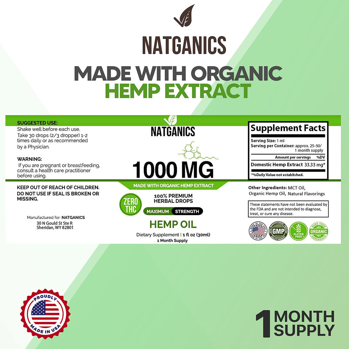 Organic Hemp Oil 1000mg W3741
