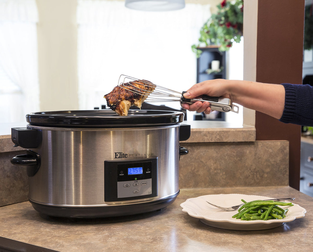 8.5-Quart Stainless Steel Programmable Slow Cooker with Locking Lid H715464