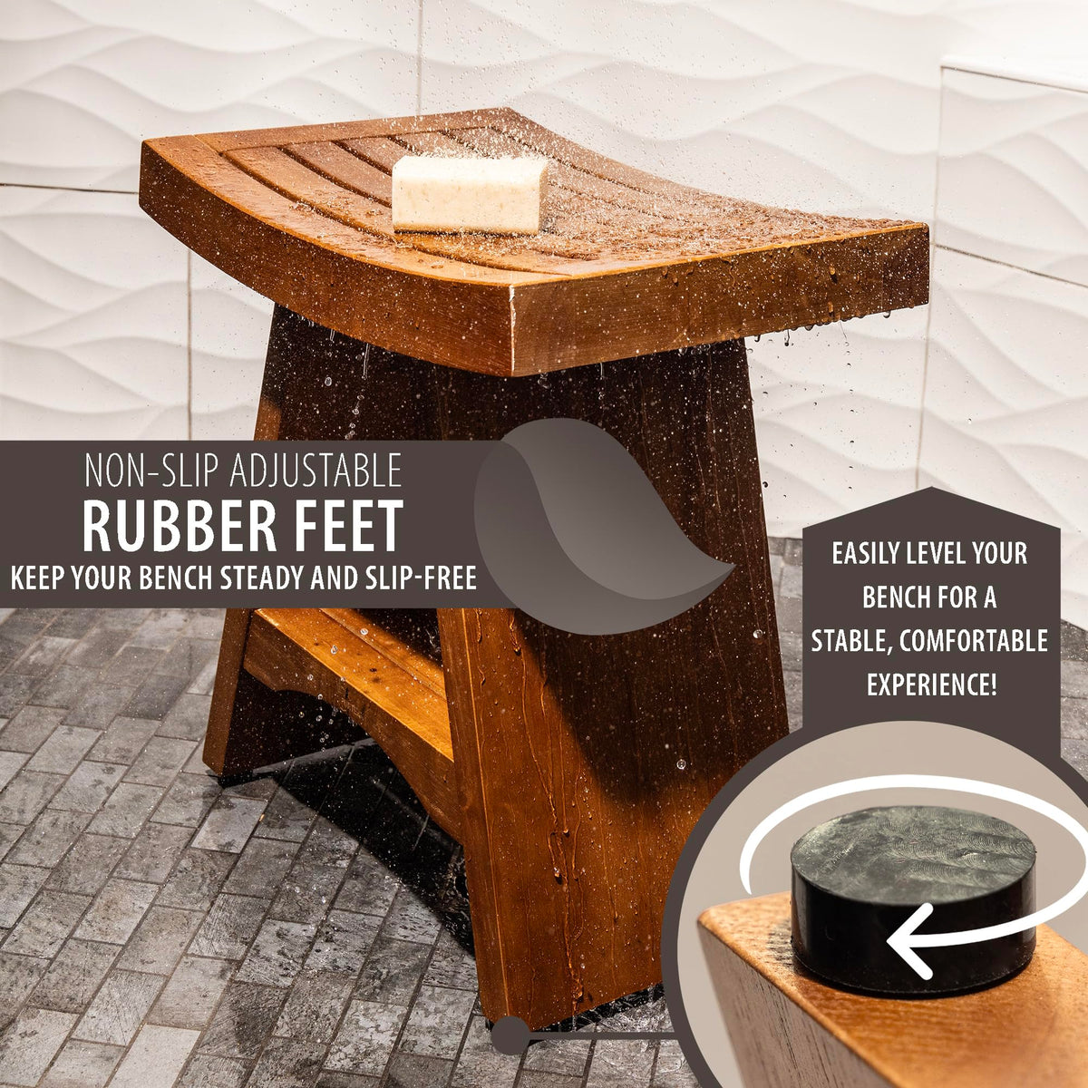 Teak Shower Bench 18 Inches O316239