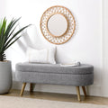 Oval Storage Bench with Rubber Wood Legs Gray E977