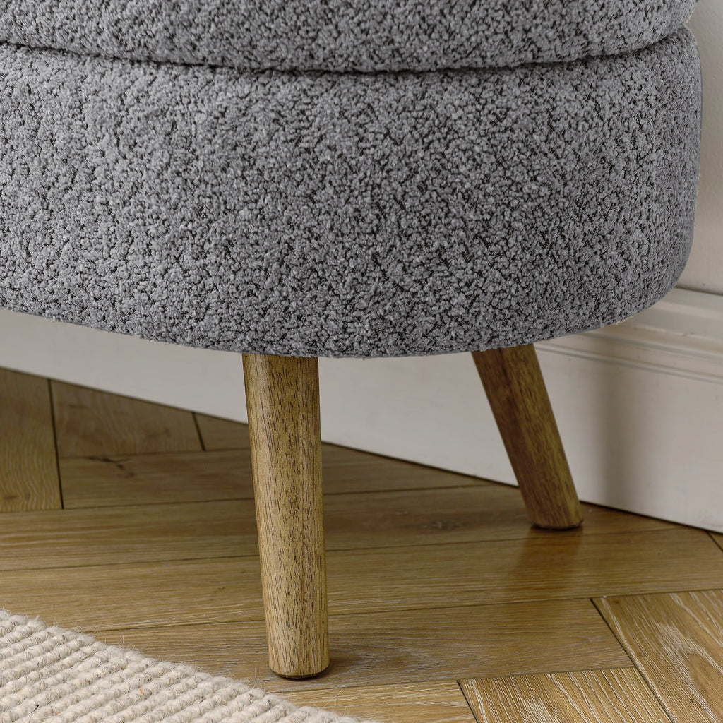 Oval Storage Bench with Rubber Wood Legs Gray E977