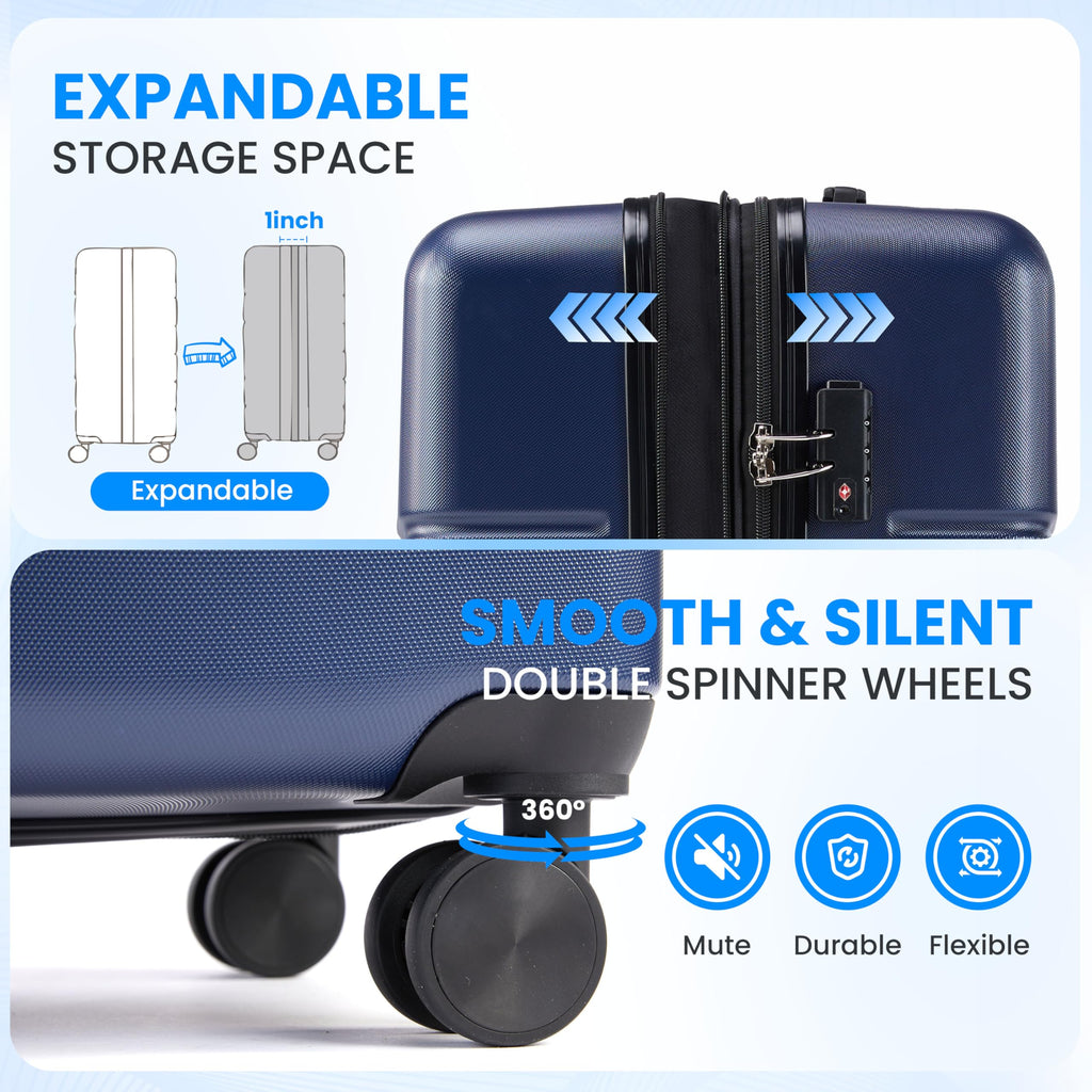 20 Inch Expandable Hardside Carry On with Spinner Wheels Blue T440536