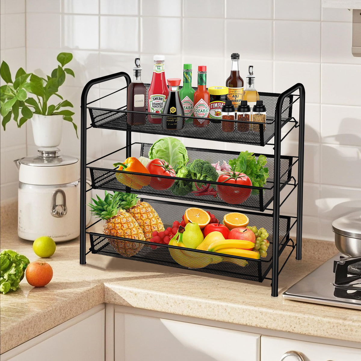 3 Tier Rectangular Metal Fruit Basket N133221