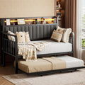 Brown Metal Daybed with Trundle and Storage Headboard H60721
