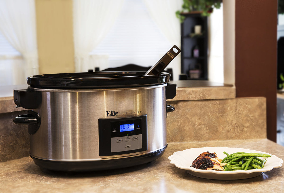 8.5-Quart Stainless Steel Programmable Slow Cooker with Locking Lid H715464
