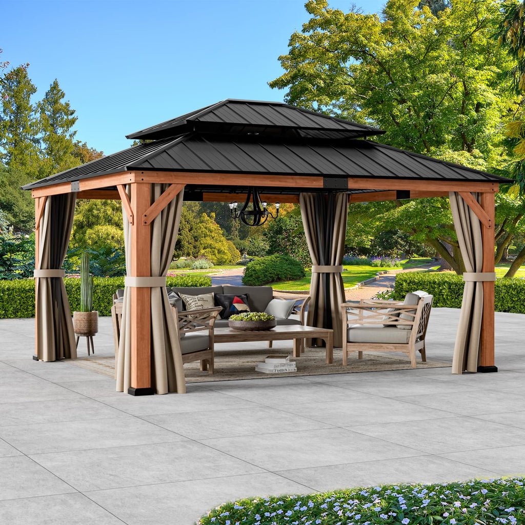 Wood Gazebo 13x15 with Galvanized Steel Roof W74448