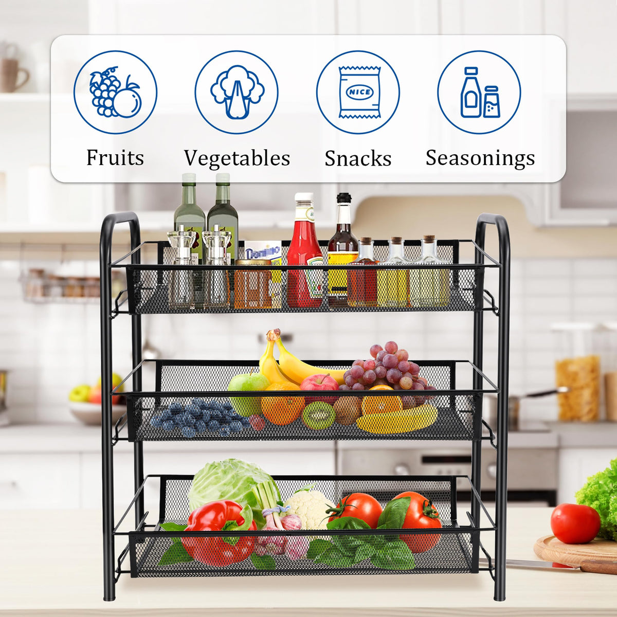 3 Tier Rectangular Metal Fruit Basket N133221