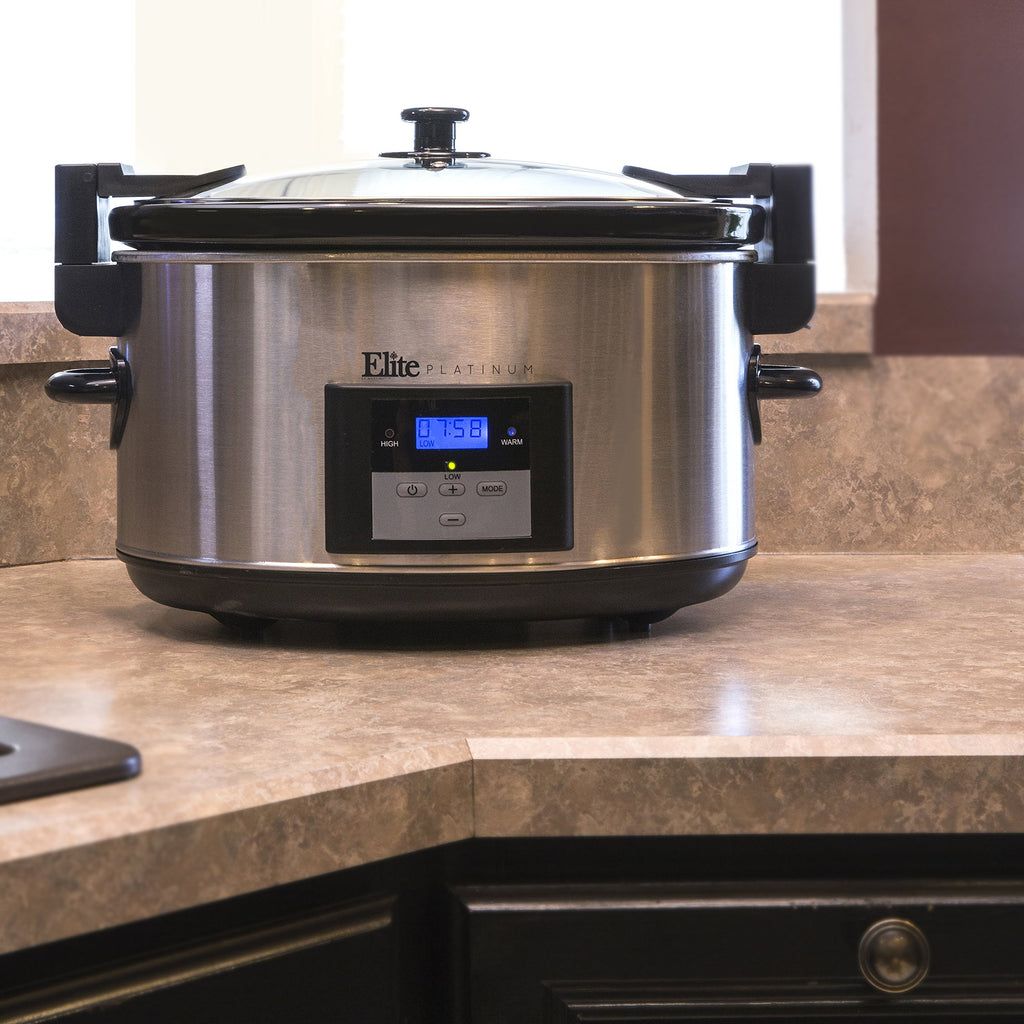 8.5-Quart Stainless Steel Programmable Slow Cooker with Locking Lid H715464